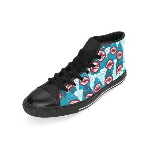 Angry Sharks Men’s Classic High Top Canvas Shoes /Large Size (Model 017)