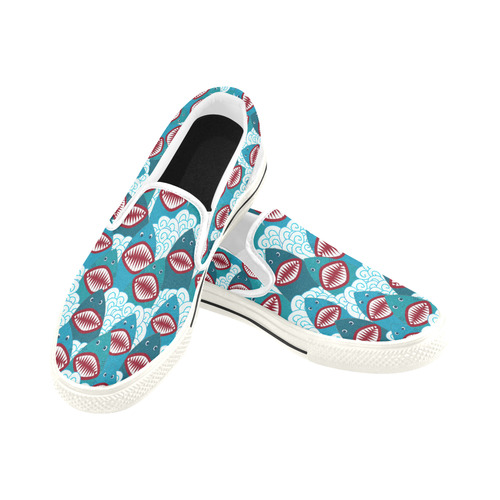 Angry Sharks Slip-on Canvas Shoes for Kid (Model 019)