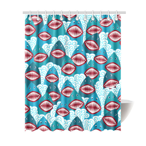 Angry Sharks Shower Curtain 69"x84"