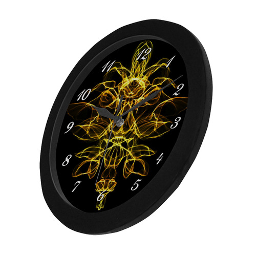 Yellow Flame Floral Circular Plastic Wall clock