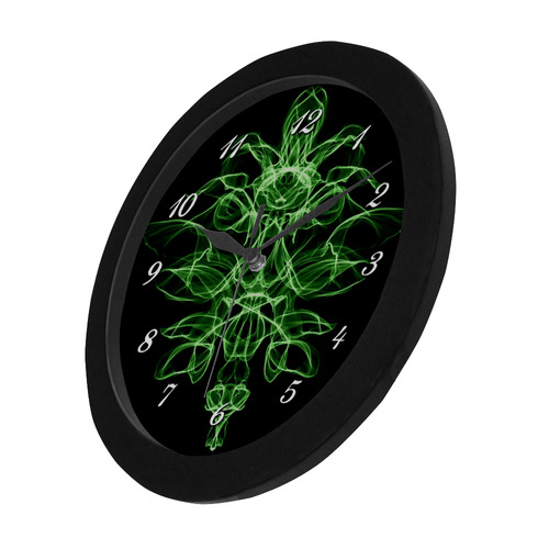 Green Flame Floral Circular Plastic Wall clock