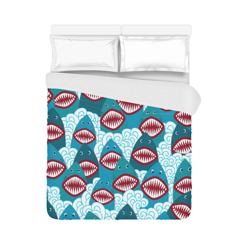 Angry Sharks Duvet Cover 86"x70" ( All-over-print)
