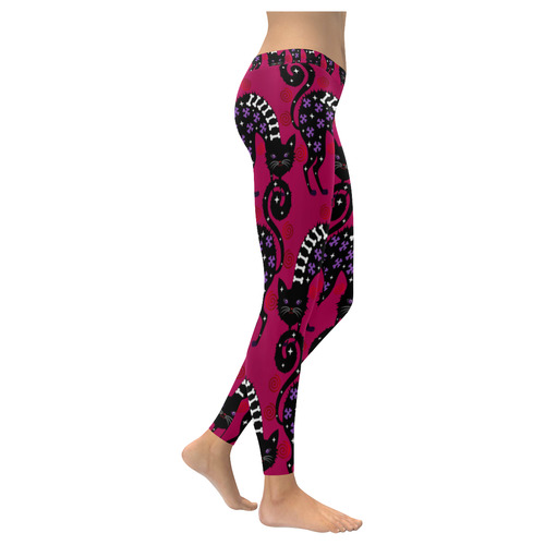 Pussy Halloween in pink Women's Low Rise Leggings (Invisible Stitch) (Model L05)