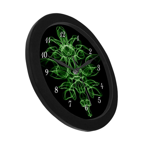 Green Flame Floral Circular Plastic Wall clock