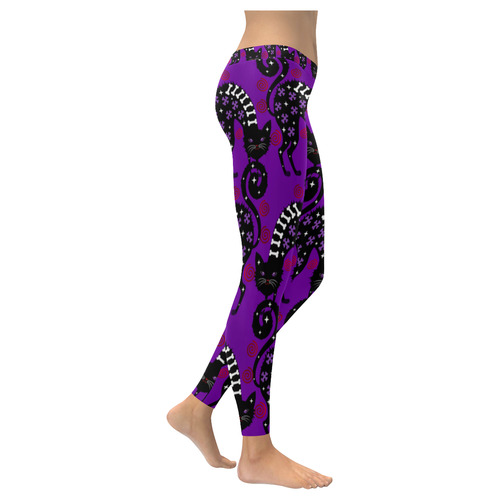 Pussy Halloween in purple Women's Low Rise Leggings (Invisible Stitch) (Model L05)