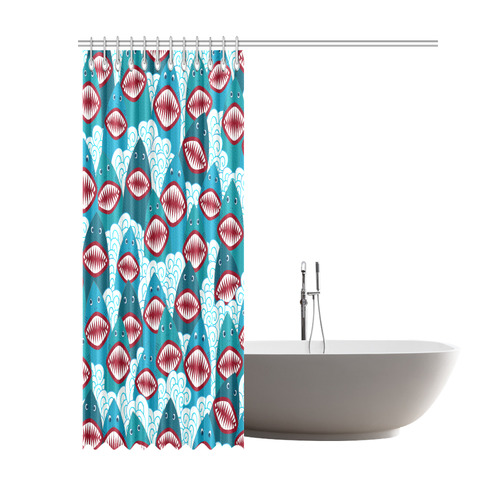 Angry Sharks Shower Curtain 69"x84"