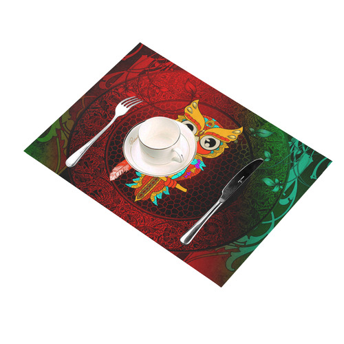 Cute owl, mandala design Placemat 14’’ x 19’’ (Set of 2)