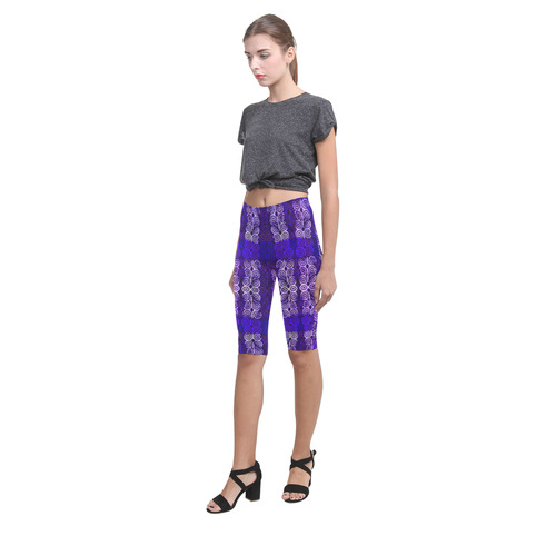 Blue Layered African Batik Hestia Cropped Leggings (Model L03)