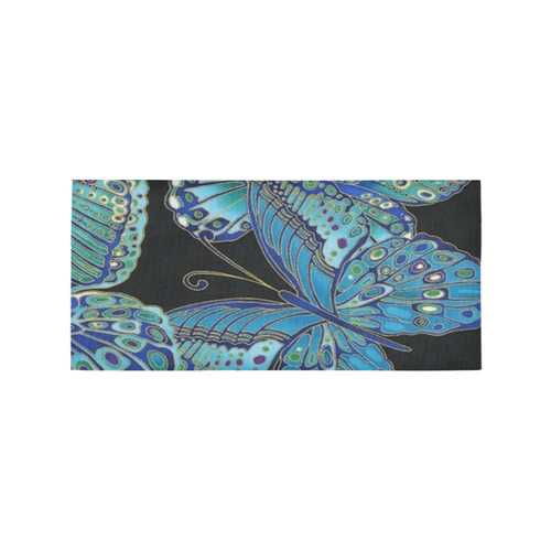 Teal Butterfly Pattern Area Rug 7'x3'3''