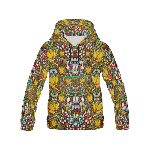 Fantasy forest and Fantasy plumeria in peace All Over Print Hoodie for Women (USA Size) (Model H13)