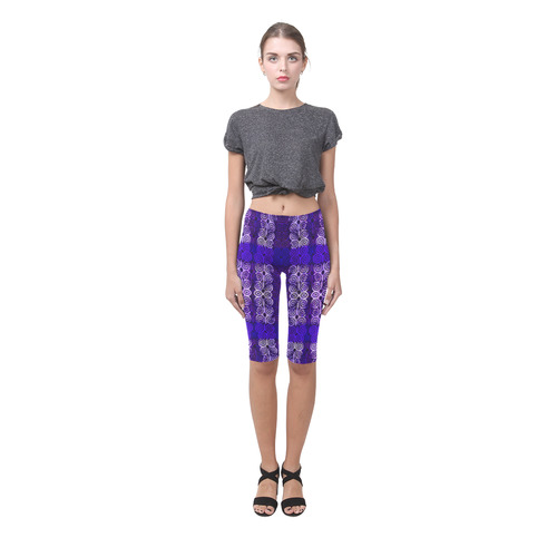 Blue Layered African Batik Hestia Cropped Leggings (Model L03)