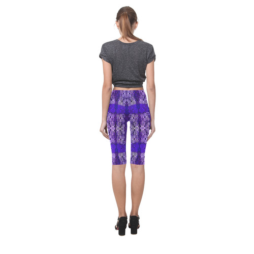 Blue Layered African Batik Hestia Cropped Leggings (Model L03)