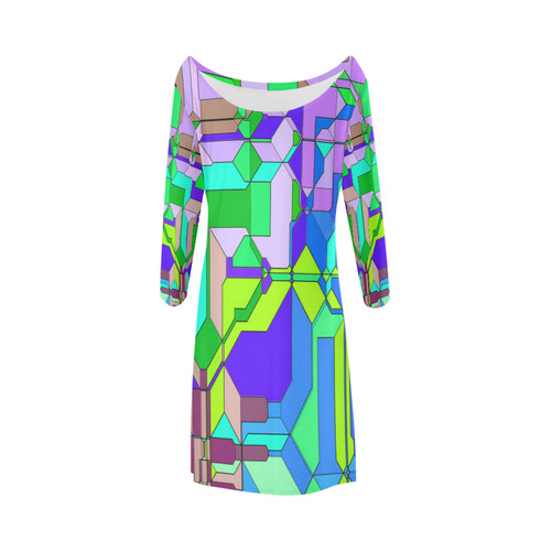 Retro Color Pop Geometric Fun 2 Bateau A-Line Skirt (D21)