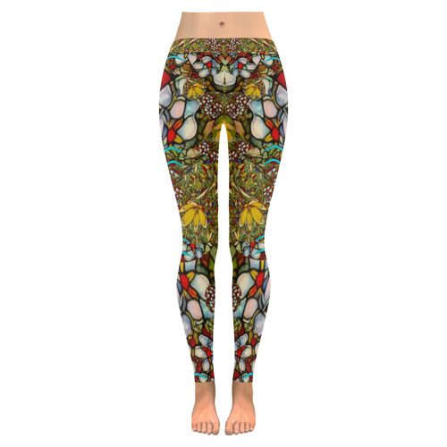 Fantasy forest and Fantasy plumeria in peace Women's Low Rise Leggings (Invisible Stitch) (Model L05)