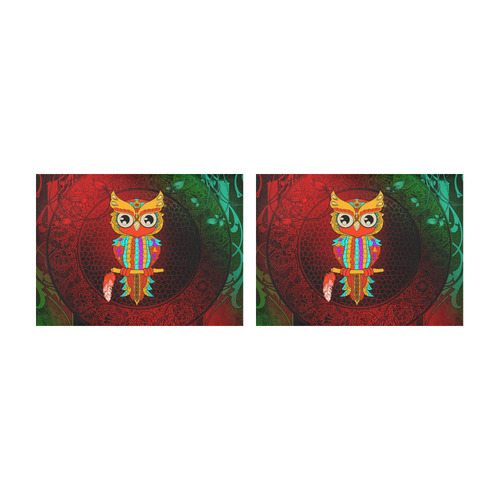 Cute owl, mandala design Placemat 14’’ x 19’’ (Set of 2)