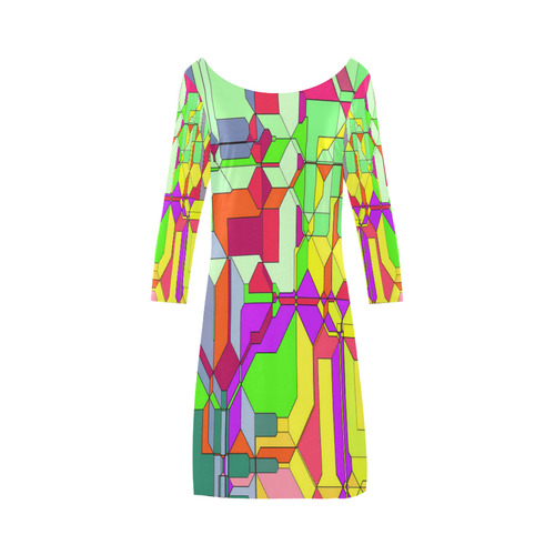 Retro Color Pop Geometric Fun 1 Bateau A-Line Skirt (D21)