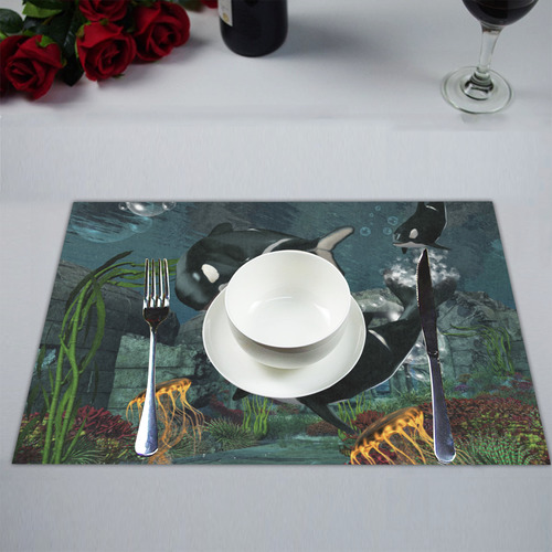 Amazing orcas Placemat 14’’ x 19’’ (Two Pieces)