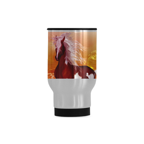 The wild horse Travel Mug (Silver) (14 Oz)