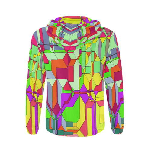 Retro Color Pop Geometric Fun 1 All Over Print Full Zip Hoodie for Men (Model H14)