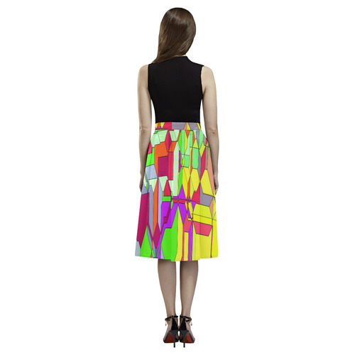 Retro Color Pop Geometric Fun 1 Aoede Crepe Skirt (Model D16)