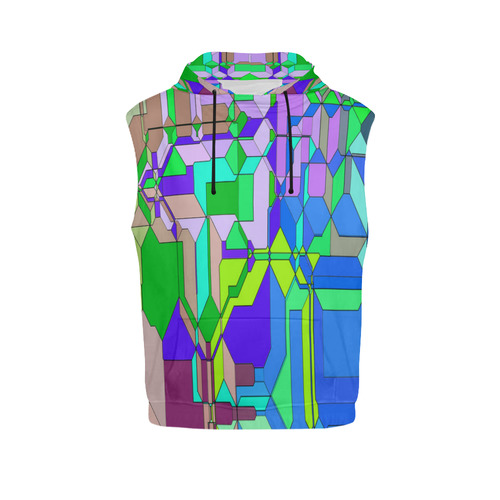 Retro Color Pop Geometric Fun 2 All Over Print Sleeveless Hoodie for Men (Model H15)