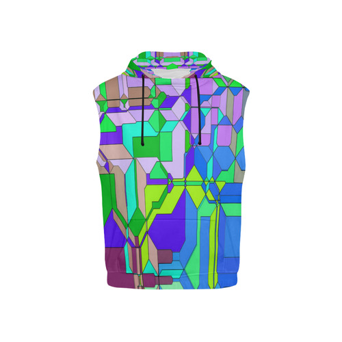 Retro Color Pop Geometric Fun 2 All Over Print Sleeveless Hoodie for Kid (Model H15)