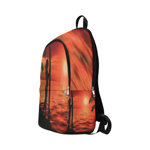 Sunset Surf Girl Red Fabric Backpack for Adult (Model 1659)