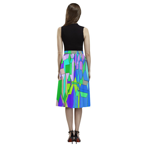 Retro Color Pop Geometric Fun 2 Aoede Crepe Skirt (Model D16)