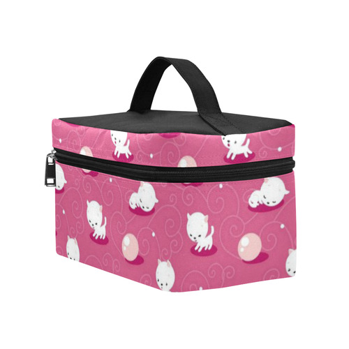 Pink Pretty Kitty Cosmetic Bag/Large (Model 1658)