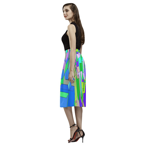 Retro Color Pop Geometric Fun 2 Aoede Crepe Skirt (Model D16)