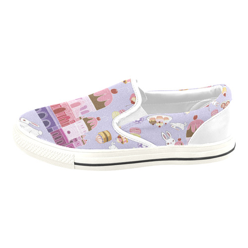 Amusement of Rabbit Blue Slip-on Canvas Shoes for Kid (Model 019)