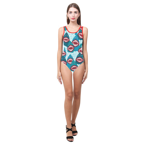 Angry Sharks Vest One Piece Swimsuit (Model S04)