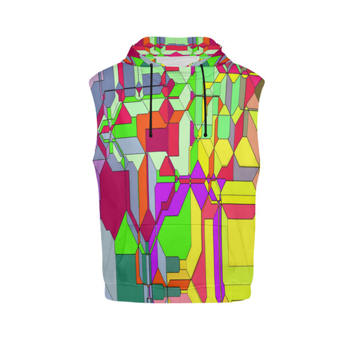 Retro Color Pop Geometric Fun 1 All Over Print Sleeveless Hoodie for Men (Model H15)