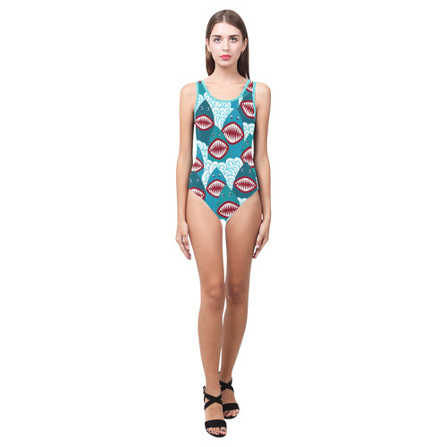 Angry Sharks Vest One Piece Swimsuit (Model S04)