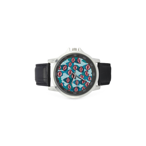 Angry Sharks Unisex Stainless Steel Leather Strap Watch(Model 202)