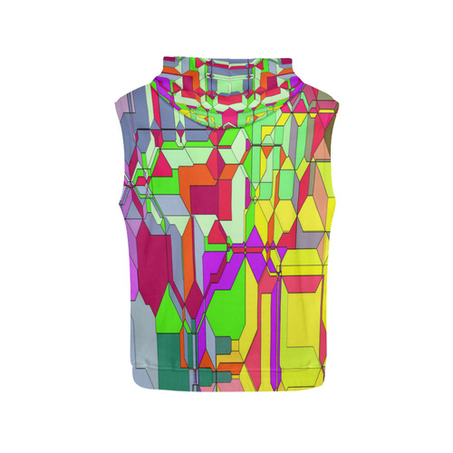 Retro Color Pop Geometric Fun 1 All Over Print Sleeveless Hoodie for Men (Model H15)