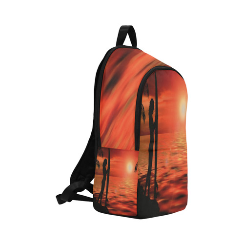 Sunset Surf Girl Red Fabric Backpack for Adult (Model 1659)