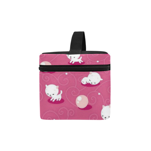 Pink Pretty Kitty Cosmetic Bag/Large (Model 1658)