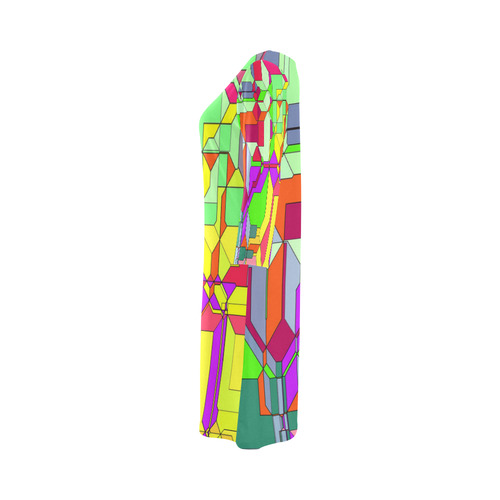Retro Color Pop Geometric Fun 1 Round Collar Dress (D22)