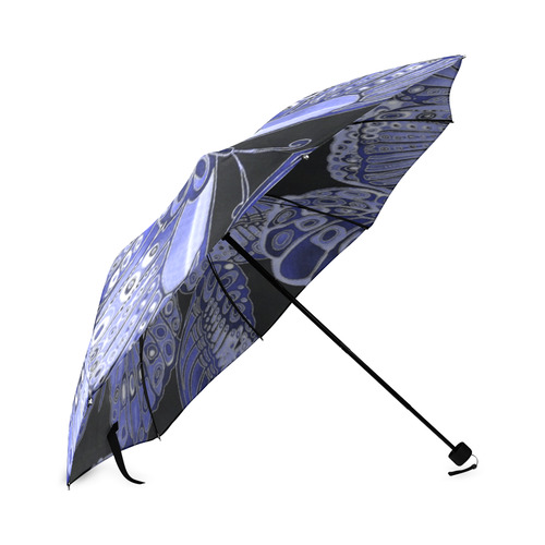 Blue Butterfly Pattern Foldable Umbrella (Model U01)