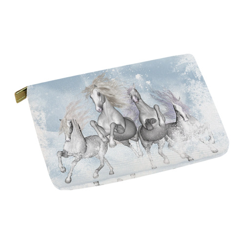 Awesome white wild horses Carry-All Pouch 12.5''x8.5''