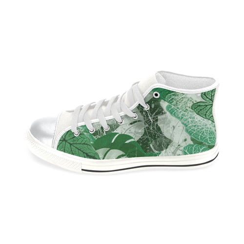 Tropical leaves High Top Canvas Women's Shoes/Large Size (Model 017)