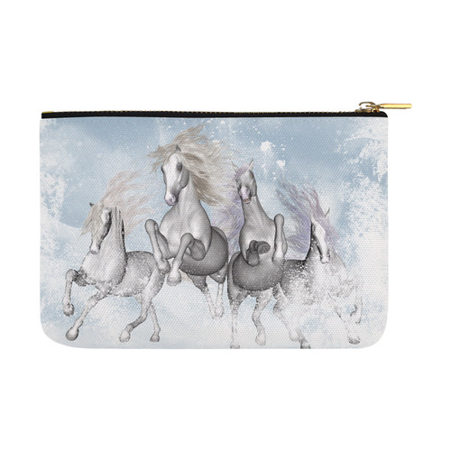Awesome white wild horses Carry-All Pouch 12.5''x8.5''