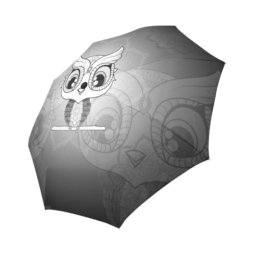 Cute owl, mandala design black and white Auto-Foldable Umbrella (Model U04)