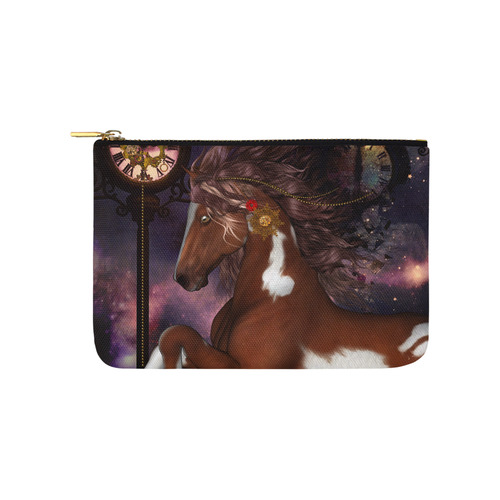 Awesome steampunk horse with clocks gears Carry-All Pouch 9.5''x6''