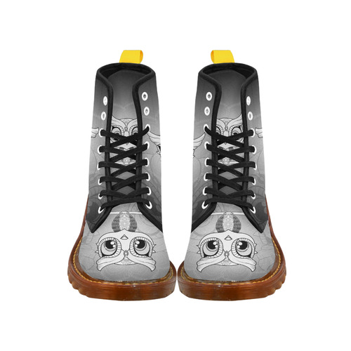 Cute owl, mandala design black and white Martin Boots For Women Model 1203H