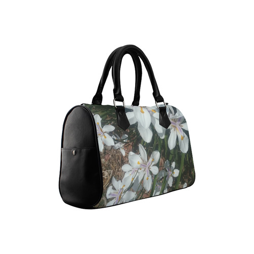 White Lavender Iris Floral Nature Photo Boston Handbag (Model 1621)