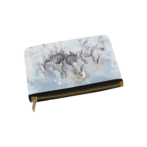 Awesome white wild horses Carry-All Pouch 9.5''x6''