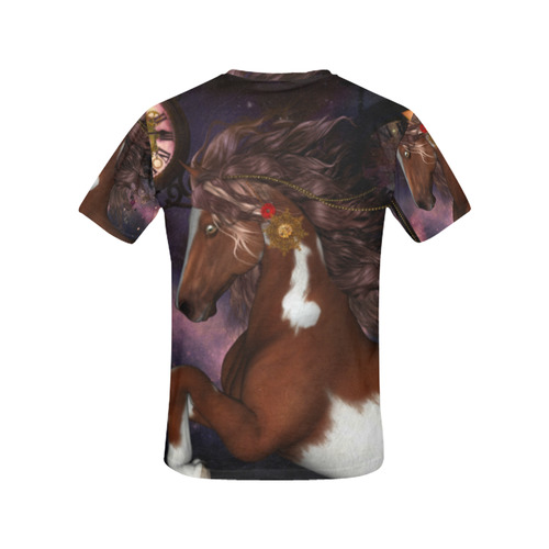 Awesome steampunk horse with clocks gears All Over Print T-Shirt for Women (USA Size) (Model T40)