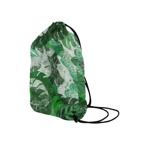 Tropical leaves Medium Drawstring Bag Model 1604 (Twin Sides) 13.8"(W) * 18.1"(H)